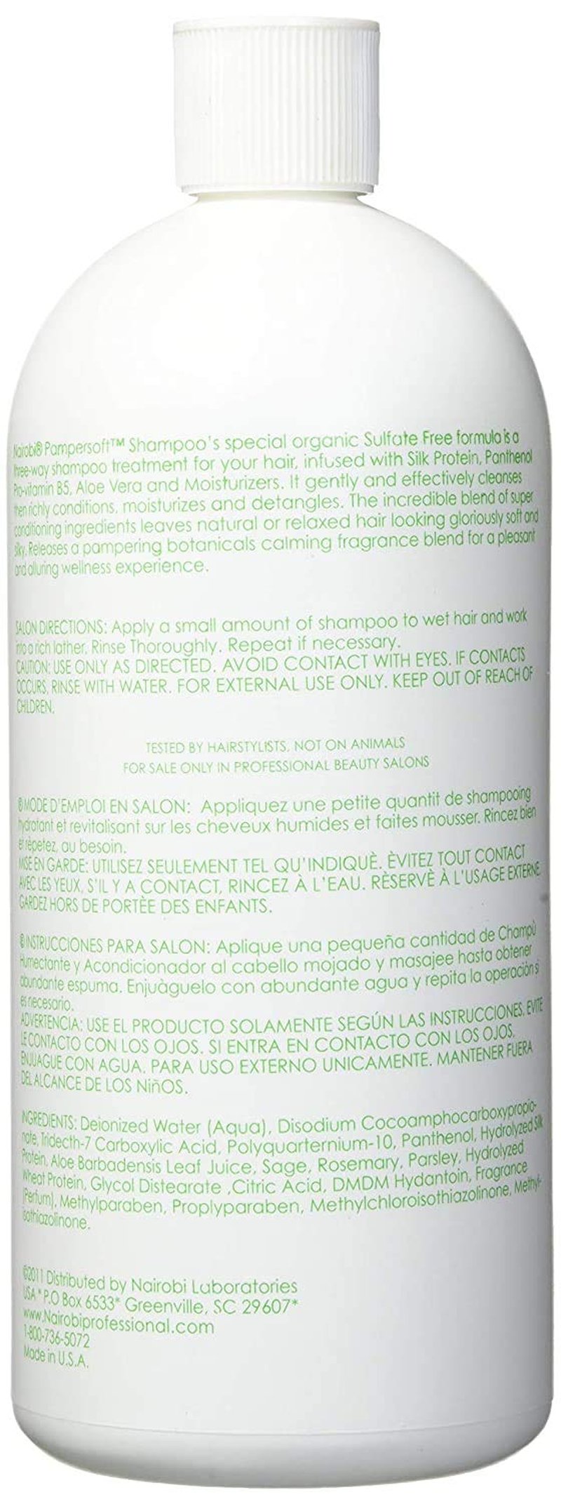 Nairobi Pamper Moisturizing Conditioning Shampoo 32 oz. Shampoo Unisex