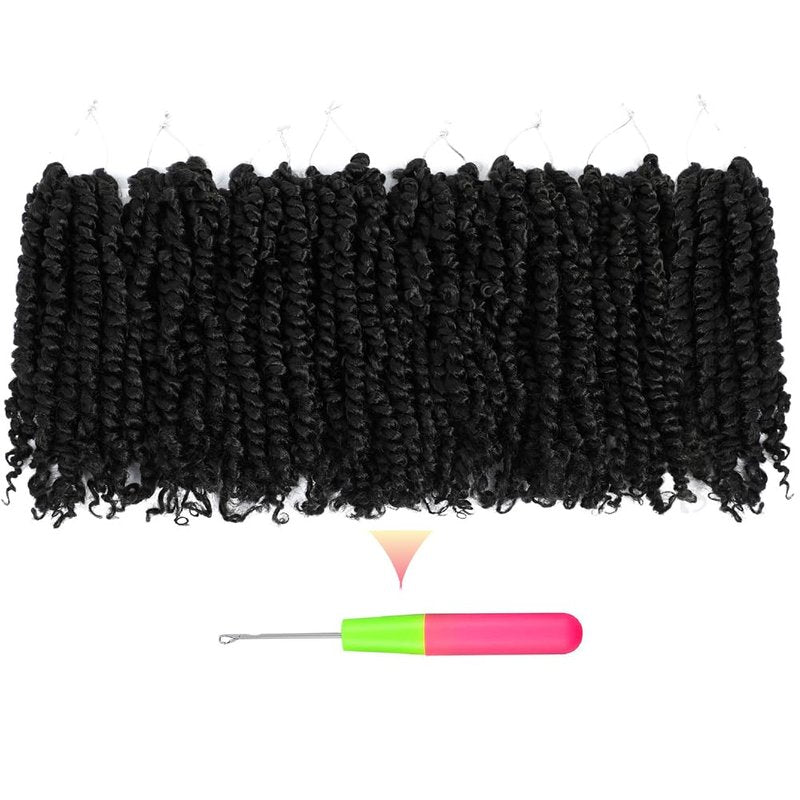 BOHOBABE Passion Twist Crochet Hair 10 Inch for Black Women, Pre-twisted,1B