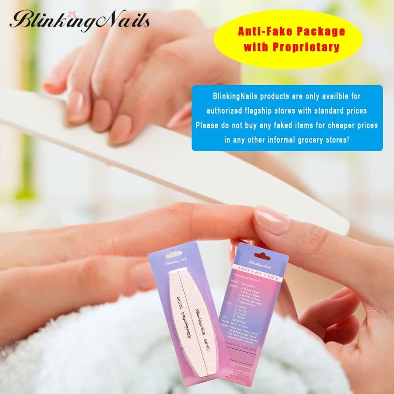 Abrasive Nail File Set - 80/100 Grit Professional Washable Acrylic Buffers | 10 Pcs Manicure Tools for Nail Art Care