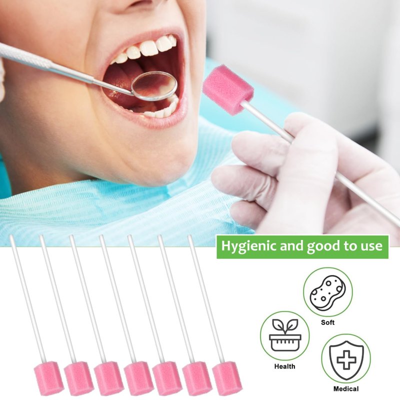 Healvian 250 Count Disposable Oral Care Sponge Swabs Hexagon Design 5.11 Inch Mouth Swabs for Teeth and Gum Cleaning Suitable for Adults and Kids