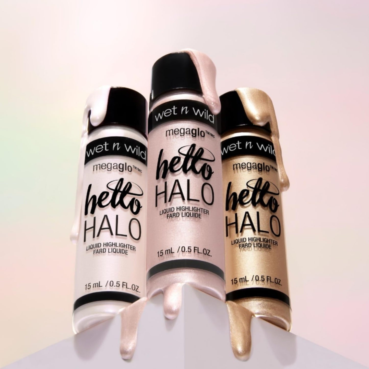 wet n wild MegaGlo Hello Halo Liquid Highlighter Makeup, Shimmer, Gold Go With The Glow