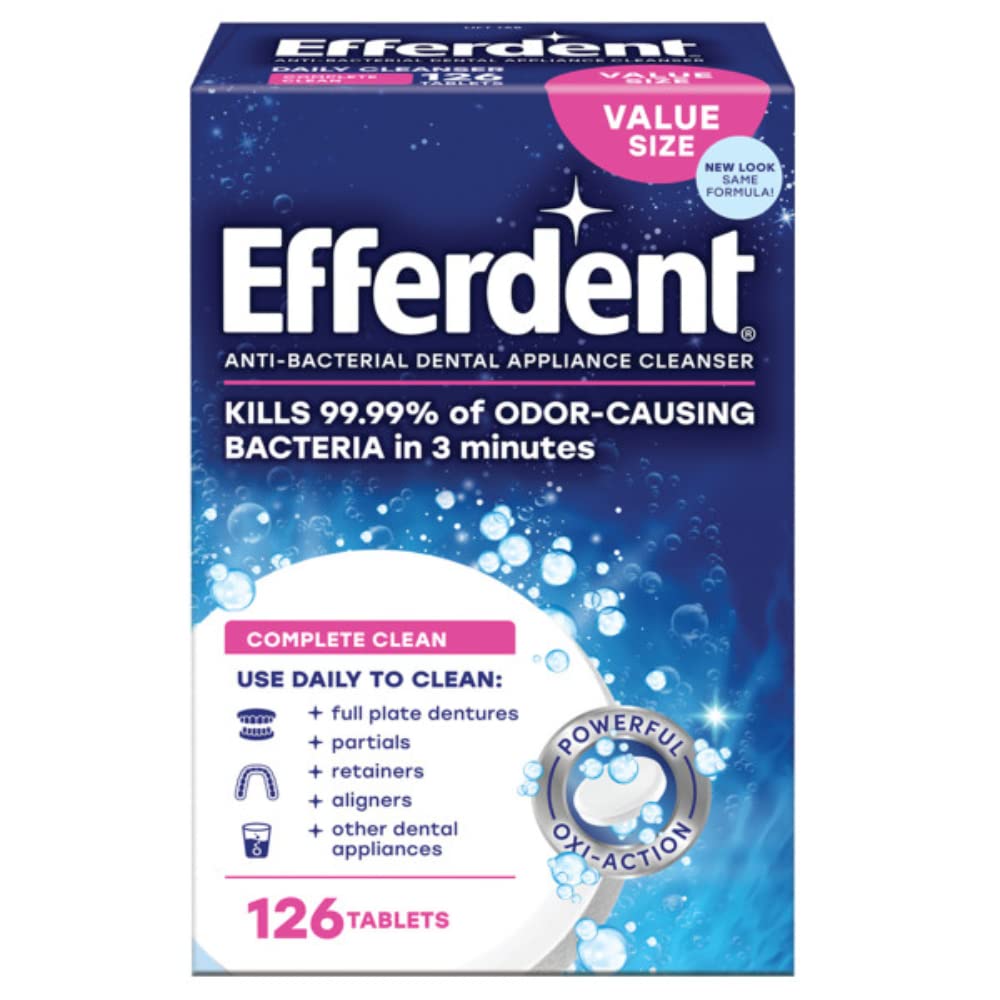 Efferdent Original Anti-Bacterial Denture Cleanser Tablets 126 ea (Pack of 3)