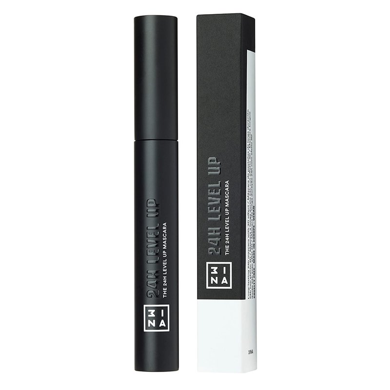 3INA The 24H Level Up Mascara - Intense Black Mascara Volume and Length with Hourglass Brush for Full Definition - Vegan, Cruelty Free - 900-0.27 oz