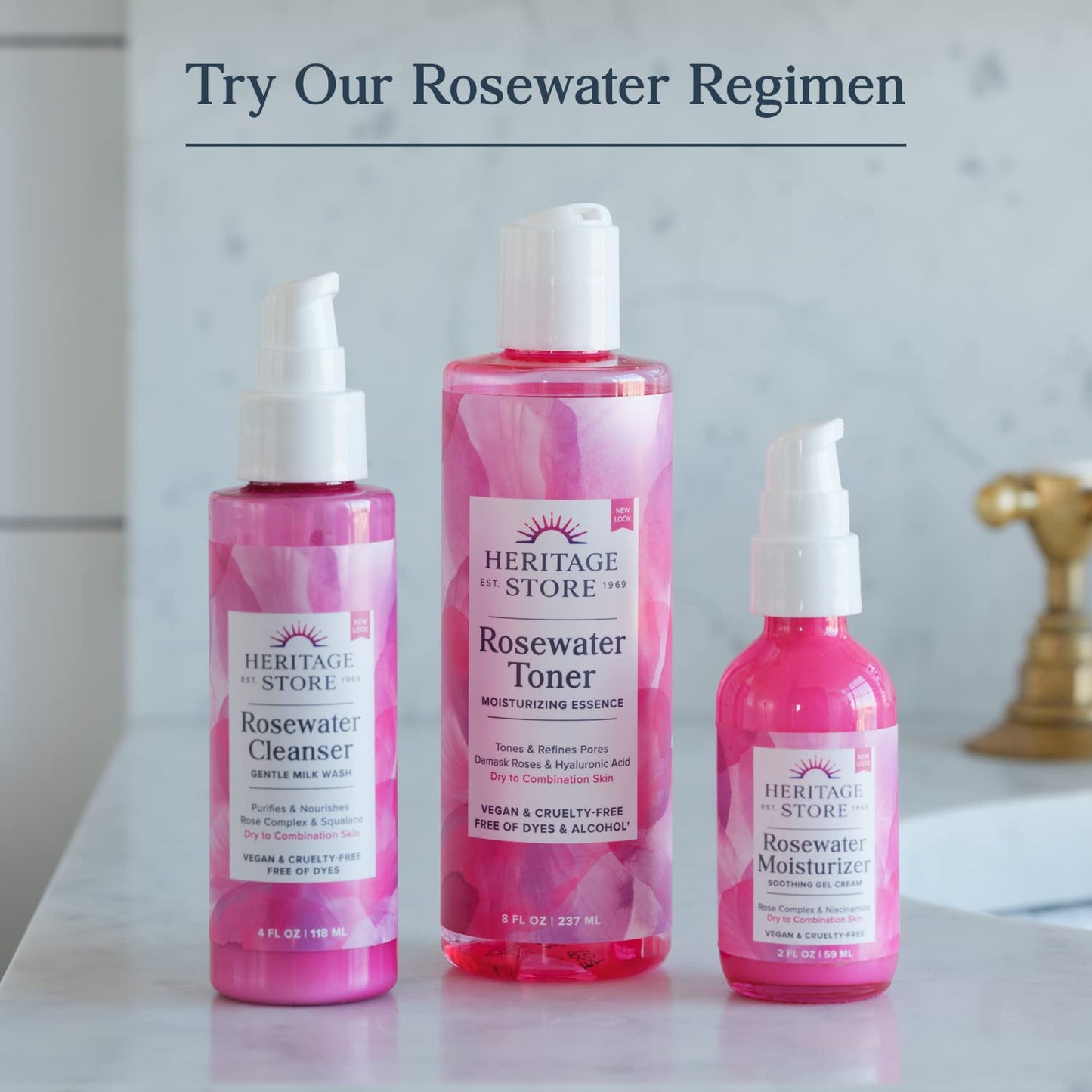 HERITAGE STORE Rosewater Face Moisturizer - Soothing Gel Moisturizer with Rose Complex, Niacinamide and Hyaluronic Acid - Dry to Combination Skin Care - Hypoallergenic, Vegan, 60-Day Guarantee, 2oz