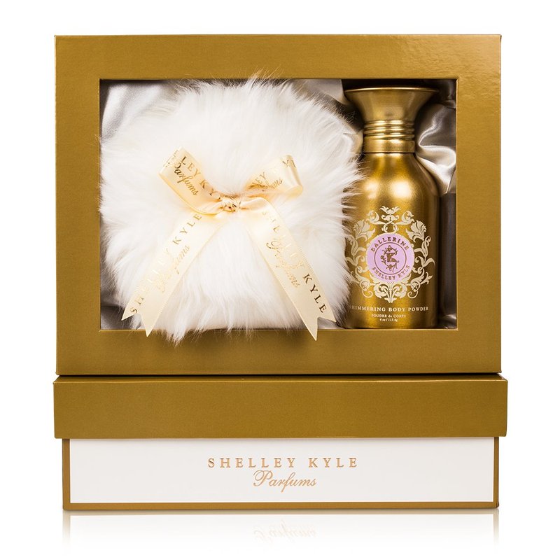 Ballerine Talc Free, Fragrance-Filled, Shimmer Powder, Body Powder, Dusting Powder, with Baby Puff 7x7 Inches, Gift Box Set, 100g