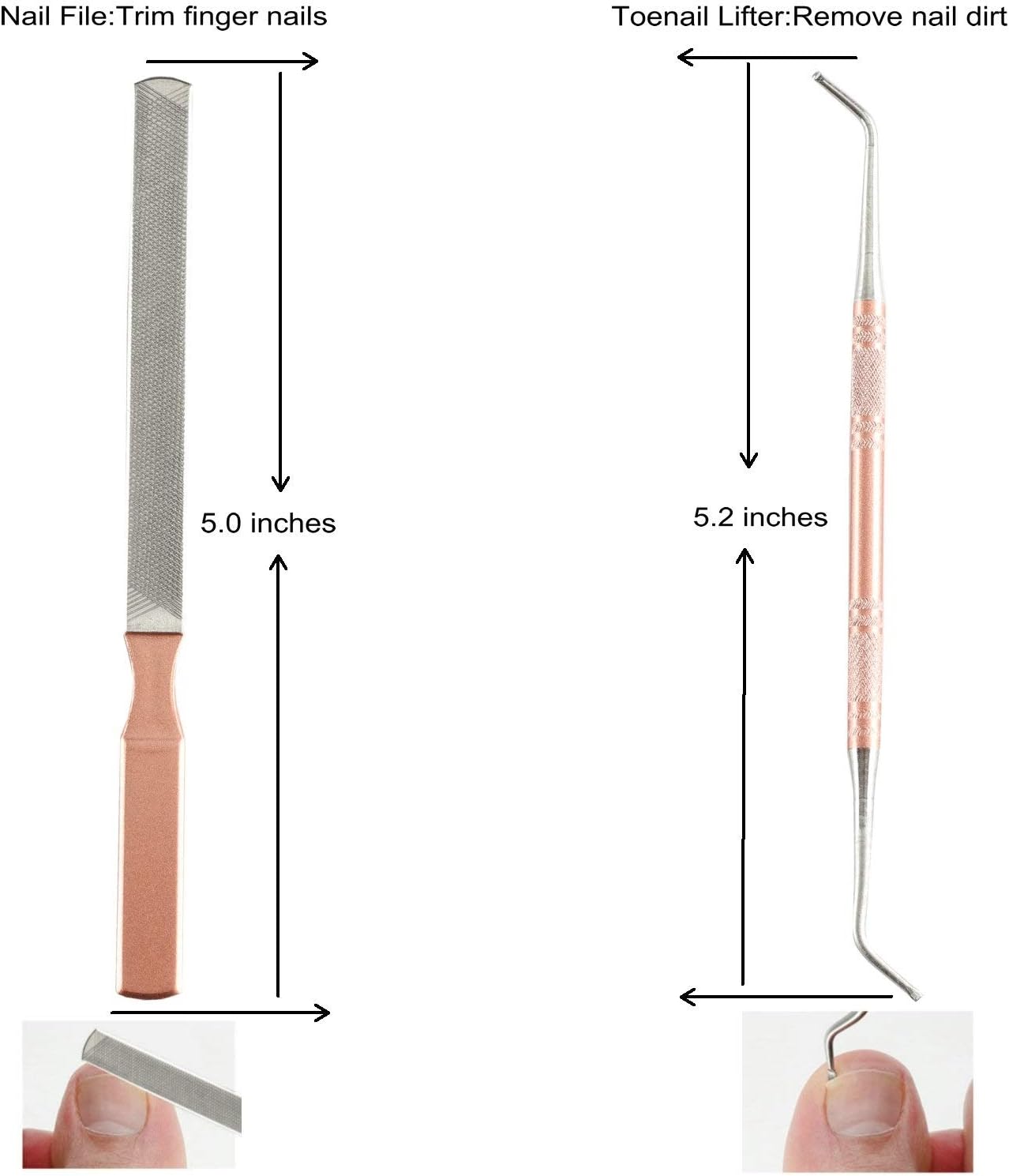 8-in-1 Stainless Steel Pedicure & Manicure Tools Kit - Erkangsm Travel Set with Toenail Nipper, Clipper & Case - Pink