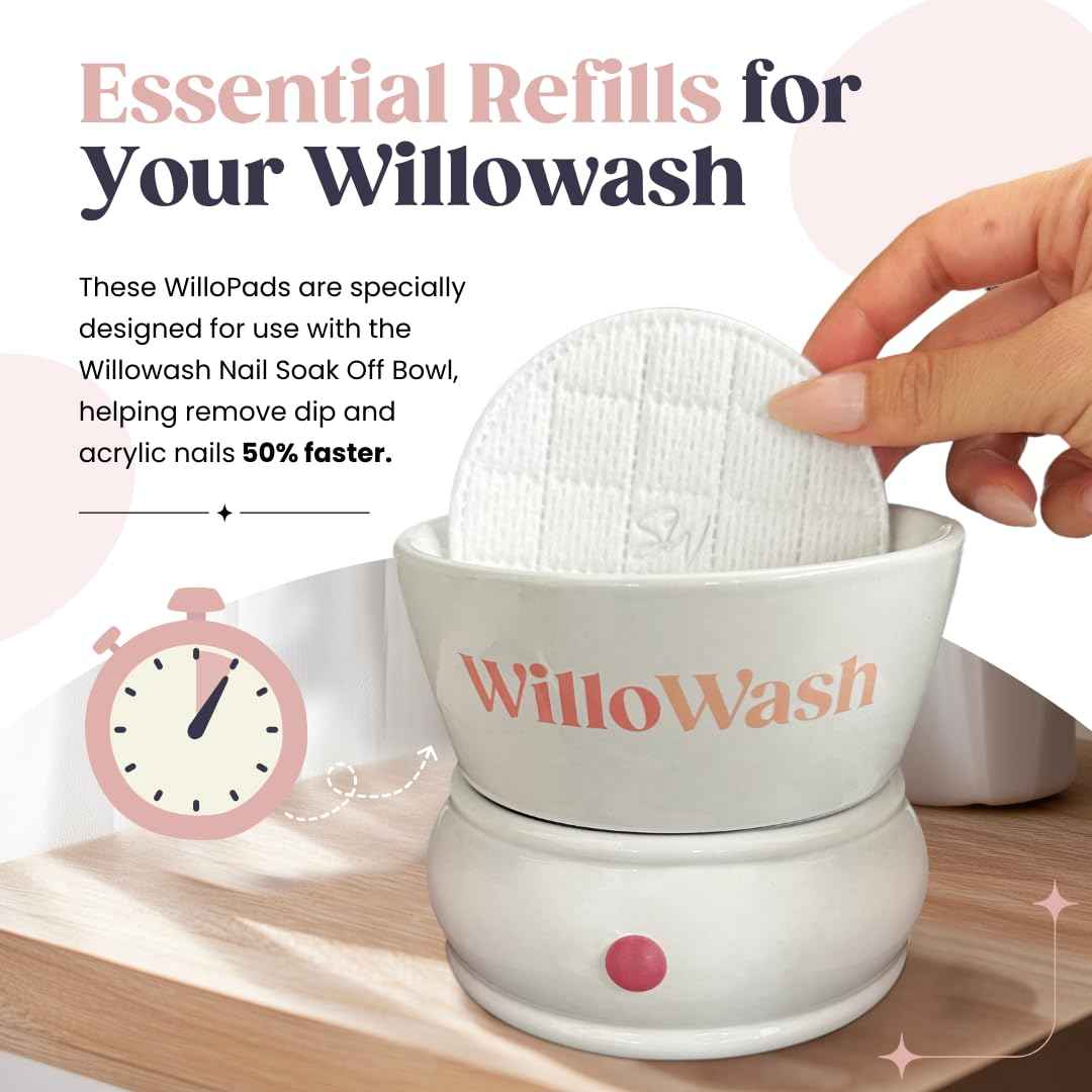 Willowash Electric Nail Soaking Bowl & Willopad Refills Bundle - Spa Quality Nail Care