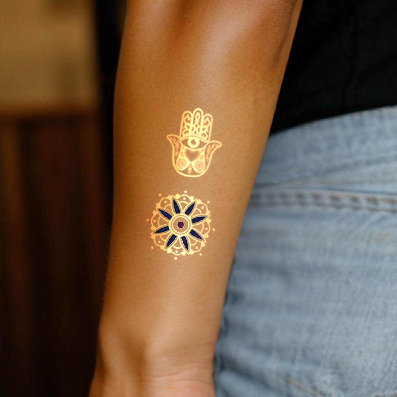 10 Sheet Gold Silver Metallic Temporary Tattoos for Adult Women, Gold Silver Glitter Flash Waterproof Tattoo Stickers for Beach, Festivals,Parties Tattoos Decorations Q976
