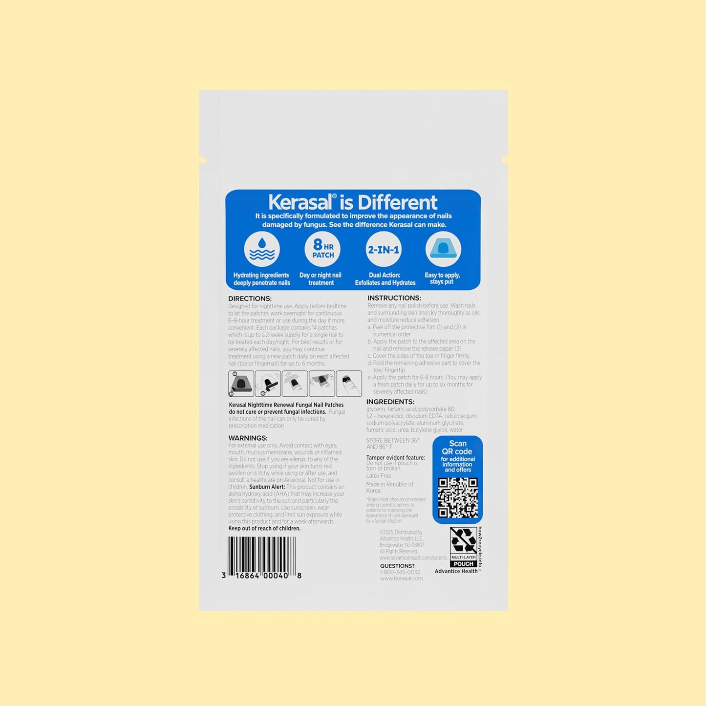 Kerasal Nighttime Nail Renewal Patches - 14 Patch Twin Pack - Overnight Restoring Nail Repair