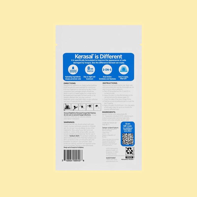 Kerasal Nighttime Nail Renewal Patches - 14 Patch Twin Pack - Overnight Restoring Nail Repair