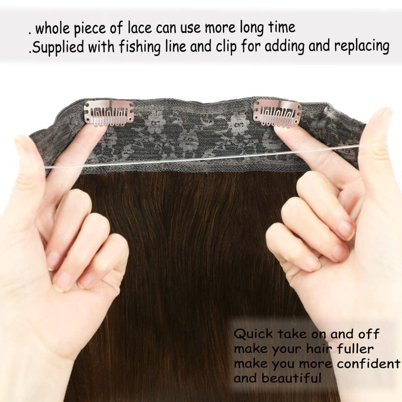 12 Inch Hair Extensions Real Human Hair Light Blonde to 613 Blonde Straight Hair Extensions Human Hair Extensions Hidden Transparent Fish Line Invisible Hairpiece