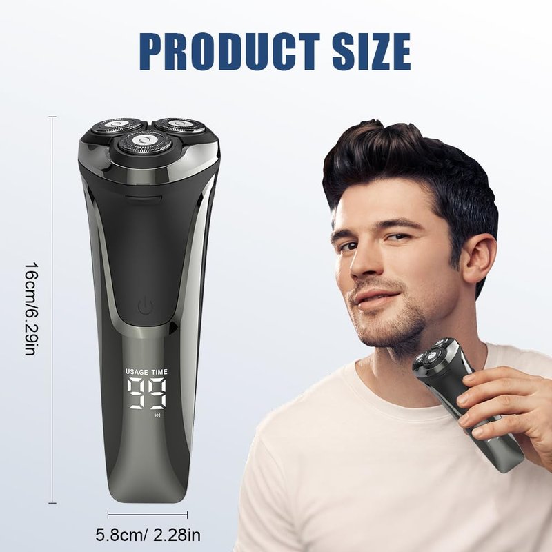 Electric Razor for Men, 2025 New Electric Razor 4D Rotary, Ipx7 Waterproof Electrics Razors, Wet & Dry Rechargeable Electrics Shaver LCD Display (1)