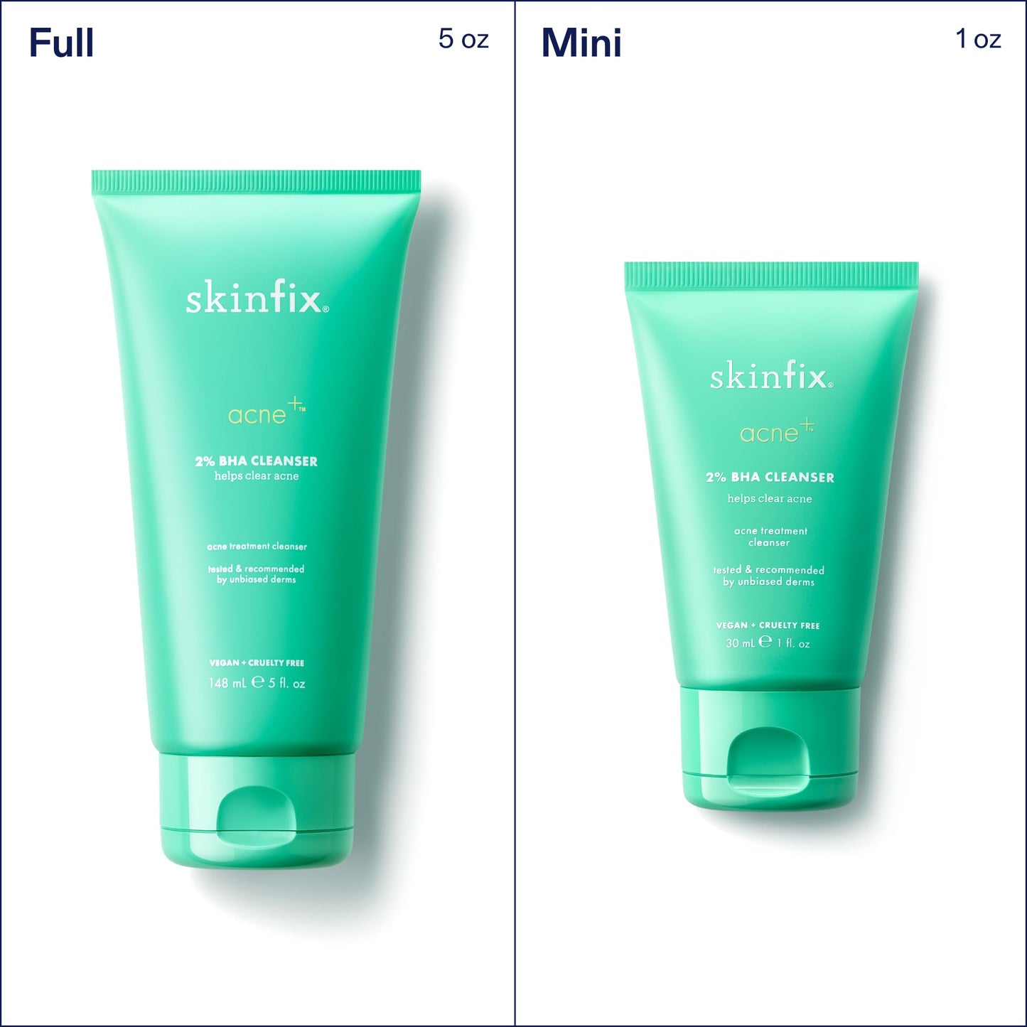 Skinfix 2% BHA Cleanser - 5 oz - Clears Acne Blemishes & Blackheads - Safe for All Types of Acne - Fragrance Free - Vegan, Cruelty Free