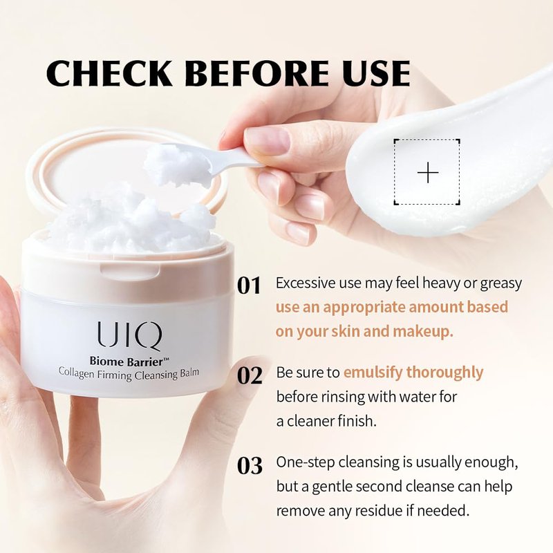 UIQ Biome Barrier Collagen Firming Cleansing Balm, Deep Pore & Waterproof Makeup Remover, Microbiome Skincare, 100ml / 3.38 fl.oz