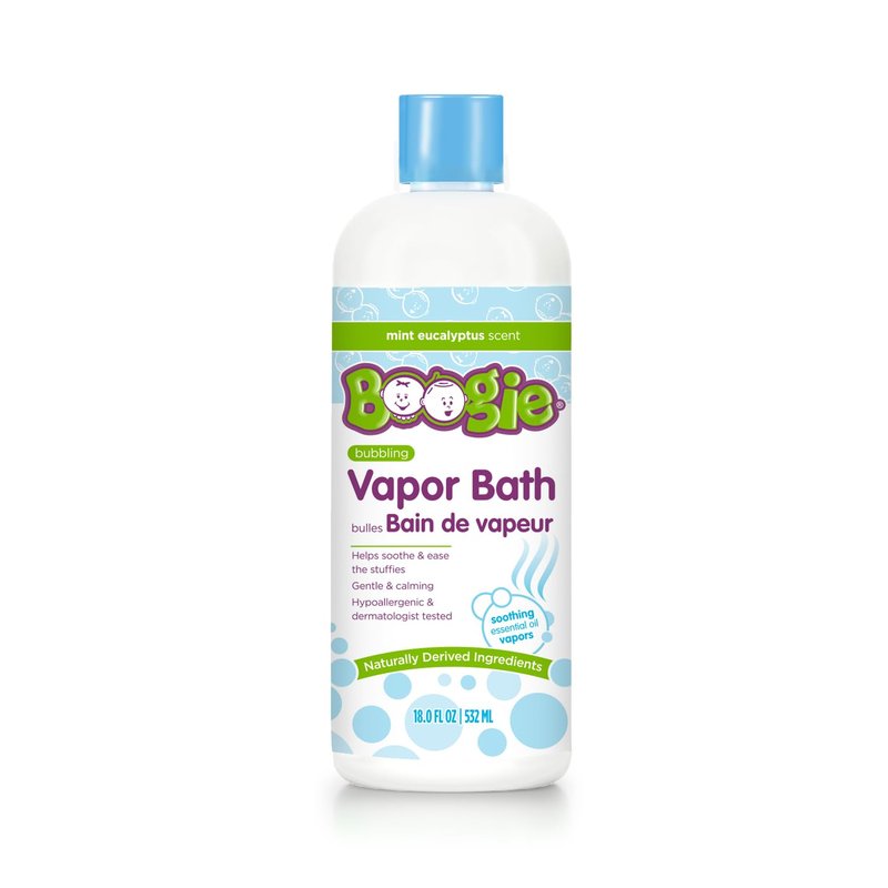 Boogie Bubbling Vapor Bath for Kids - 18 fl oz - Gentle & Calming Bubble Bath for Kids - Made with Natural Essential Oils - Mint Eucalyptus Scent - Baby Bathtime Essentials