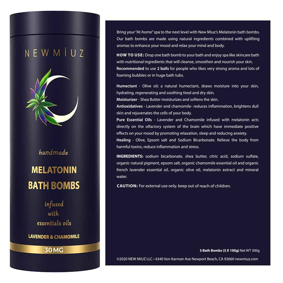 Sleep Well Bubble Bath Bombs Melatonin Infused Lavender Chamomile Essential Oils Luxurious Bath for Dry Skin Perfect Self Care Gifts for Women and Men