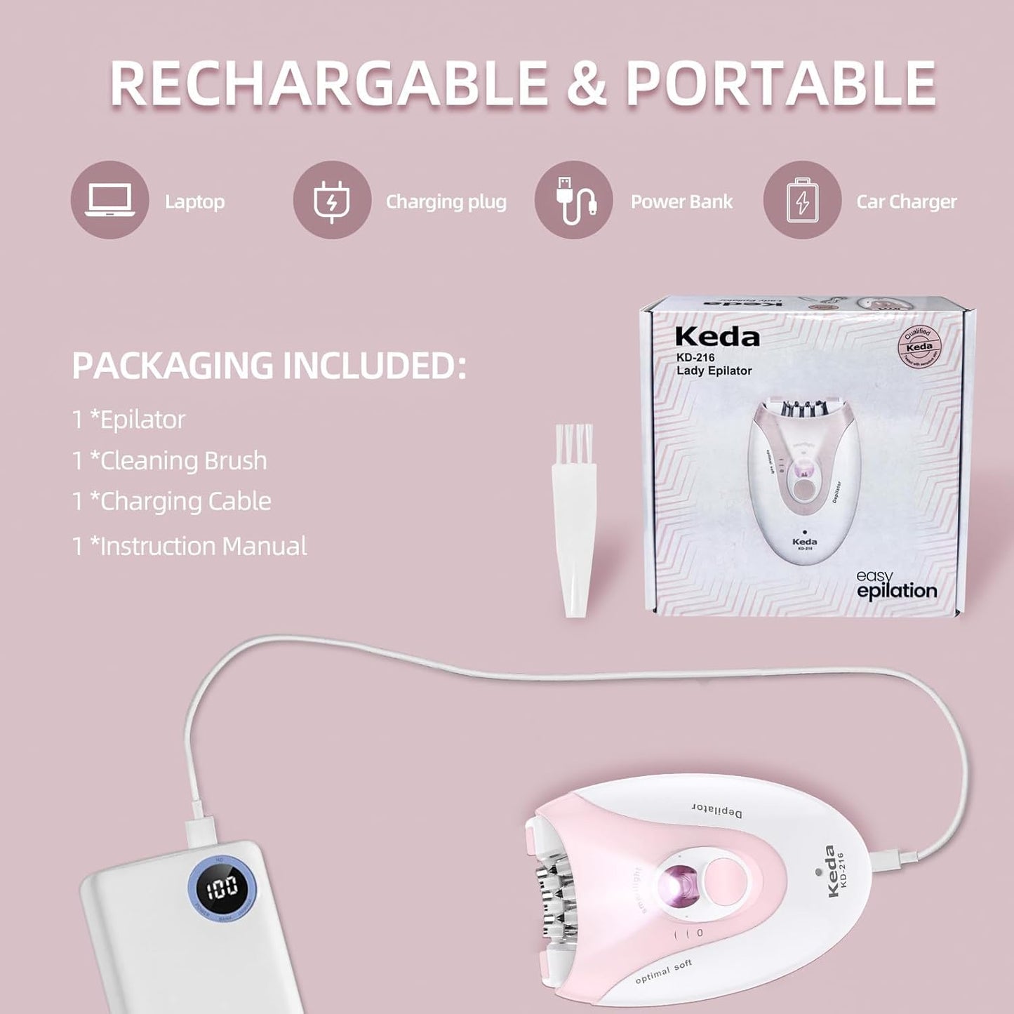 Epilators for Women Face with 2 Speeds Glabrouse Skin Epilator Face Trimmer Device Pluxy Hair Removal for Face Epilator Face Bikini Arm Legs Armpits