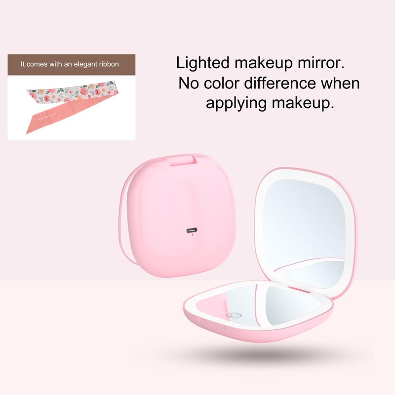 YABAHU Dual-Side Illuminating Beauty Mirror - 1X/5X LED Makeup & Grooming Hand Compact with Touch Control, Memory Function, Long-Lasting Charge for Flawless Detail Work