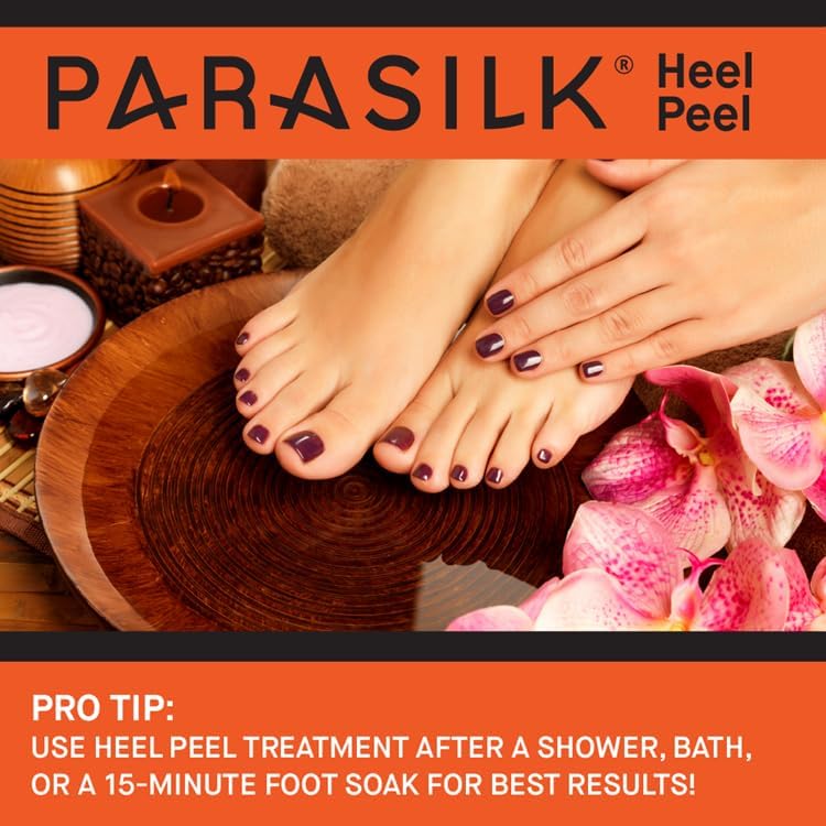 Parasilk Exfoliating Foot Peel – 2 Pairs of Gel Heel Pads & Sock Covers | Repair Dry, Cracked Heels