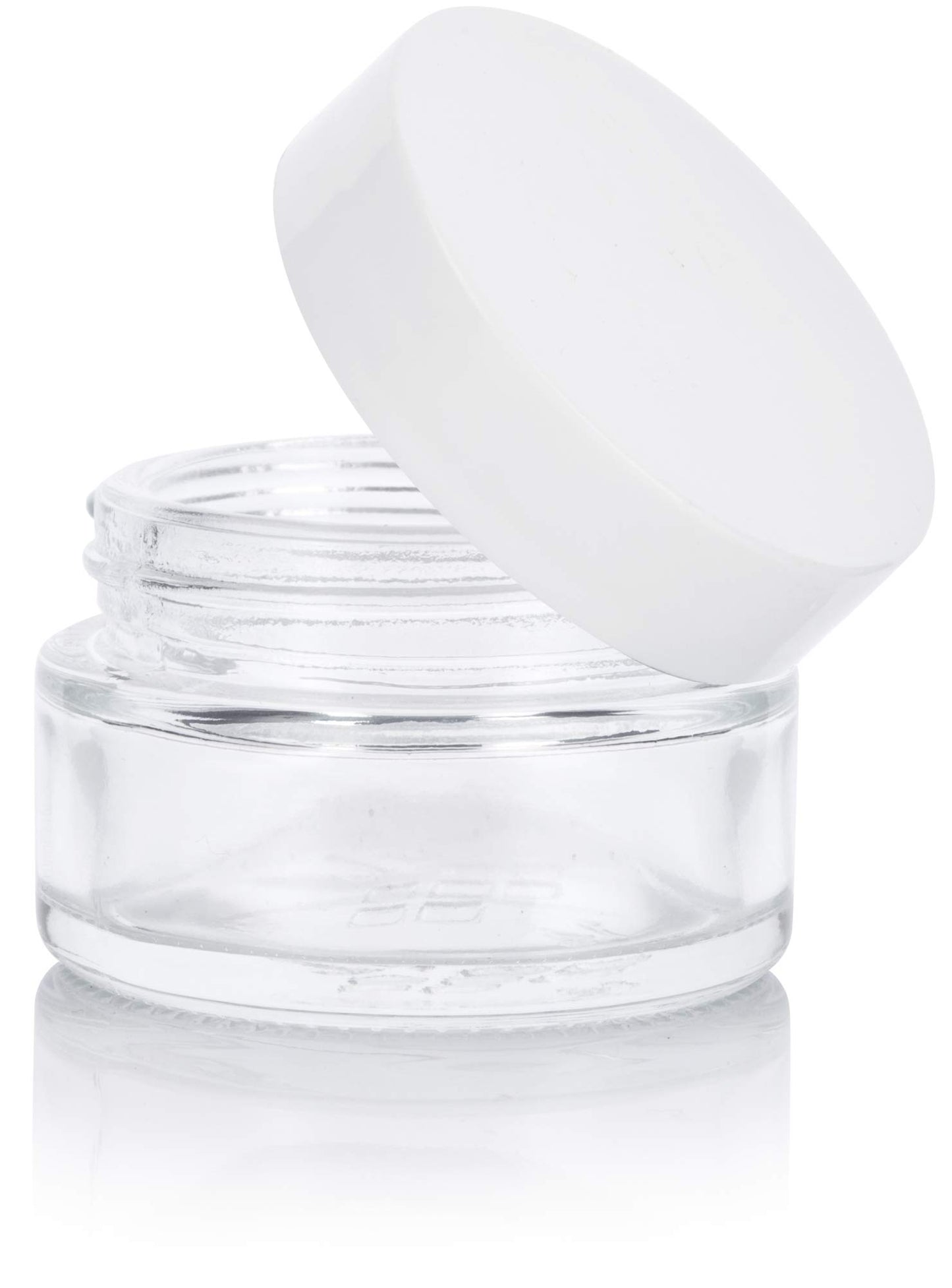 Clear Glass 0.50 oz / 15 ml Low Profile Thick Wall Balm Empty Jars (24 pack, White Smooth Foam Lined Lids)