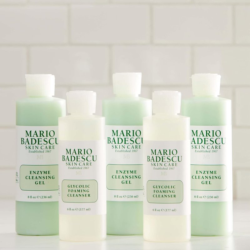 Mario Badescu Rose Water Facial Spray & Enzyme Cleansing Gel Bundle | Hydrating Rose Water Face Mist + Oil-Free Cleanser with Grapefruit & Papaya Extract | Rejuvenates, Clarifies & Removes Excess Oil