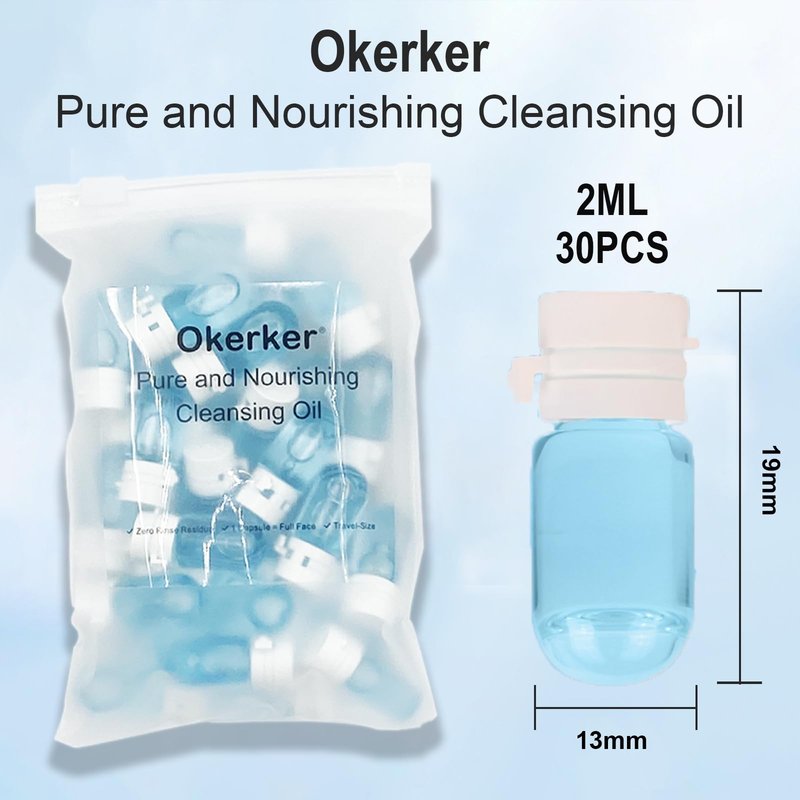 Okerker 60PCS Mini Cleansing Oil, Individually Face Makeup Pore Cleansing, Speedy & Deep & Gentle Face Cleanser, Camellia Facial Oil Cleanser, Travel Size Makeup Remover