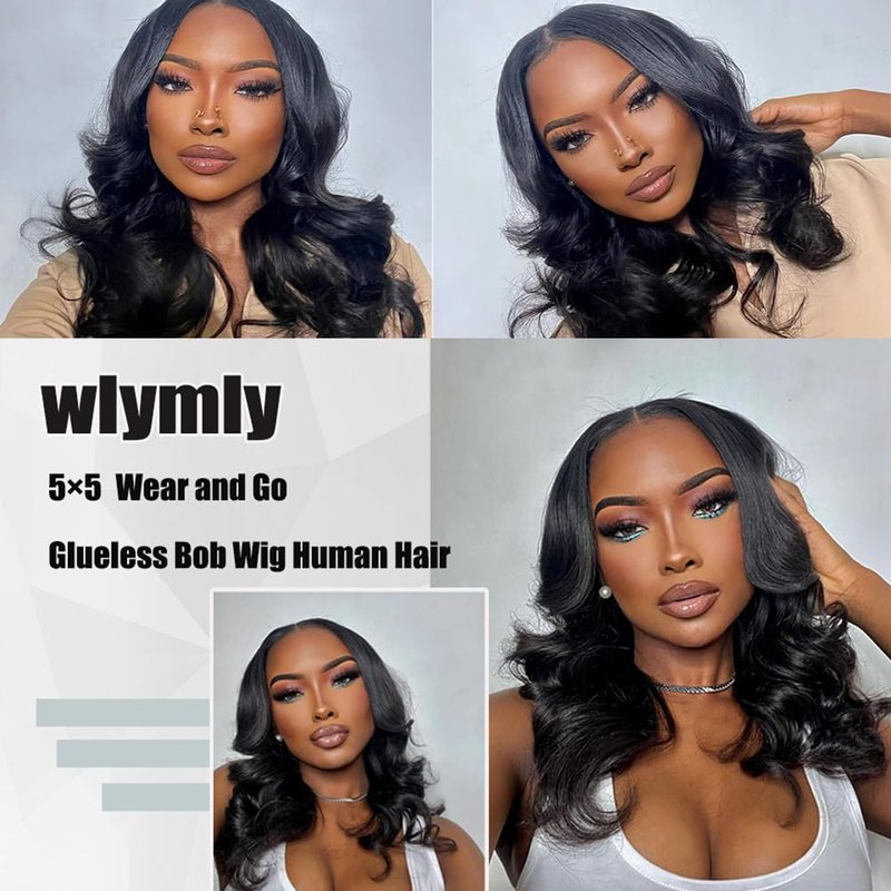 Dunmud 5x5 HD Lace Front Wigs Human Hair Body Wave Wig for Black Women 180% Density 8-16 Inch Glueless Wig