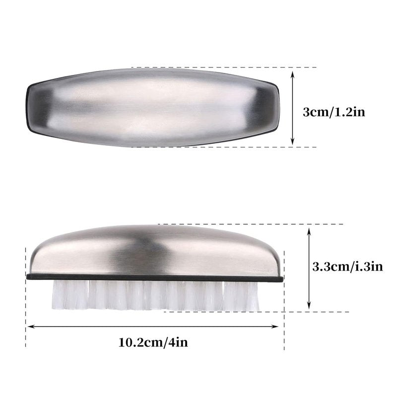 Beomeen Nail Brushes - Stainless Steel Fingernail & Toenail Cleaner | Non-Slip Pedicure Scrubber for Men & Mechanics