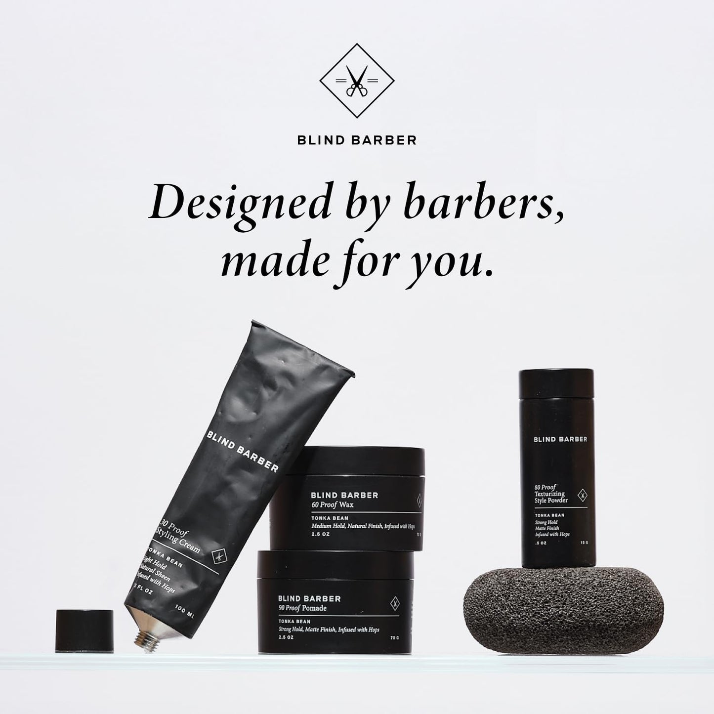 Blind Barber 30 Proof Hair Cream for Men - Styling Cream & Beard Tamer - Light Hold & Natural Shine - Paraben & Sulfate-Free, Water-Based Hair Products - Tonka Bean Scent (3.2 Fl oz)