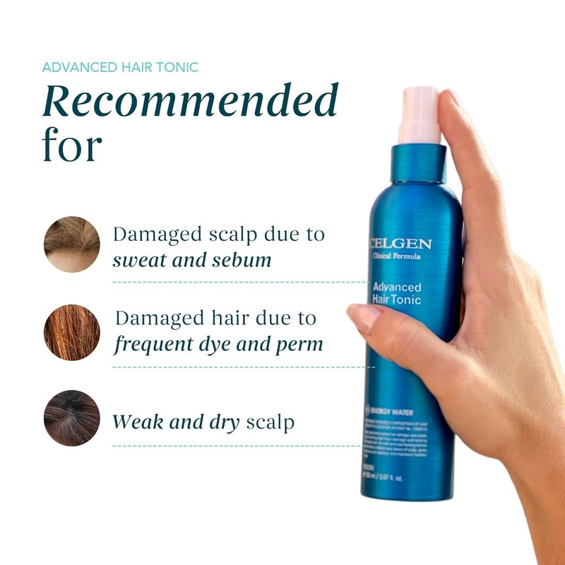 Celgen Advanced Hair Tonic – Scalp Clarifying Spray for Hair Thickening - Soothing Deep Clean Tonic for Thinning Scalp, Nourishing Daily Care with Menthol Refresh and Botanical Extracts (5.07 fl oz)
