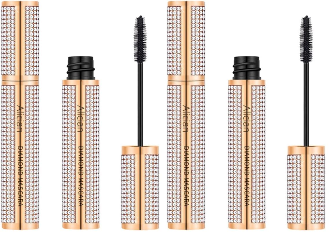 Diamond Mascara - Waterproof Long Curling Eyelashes | Thickening & Lengthening, Smudge-Proof (Pack of 2)