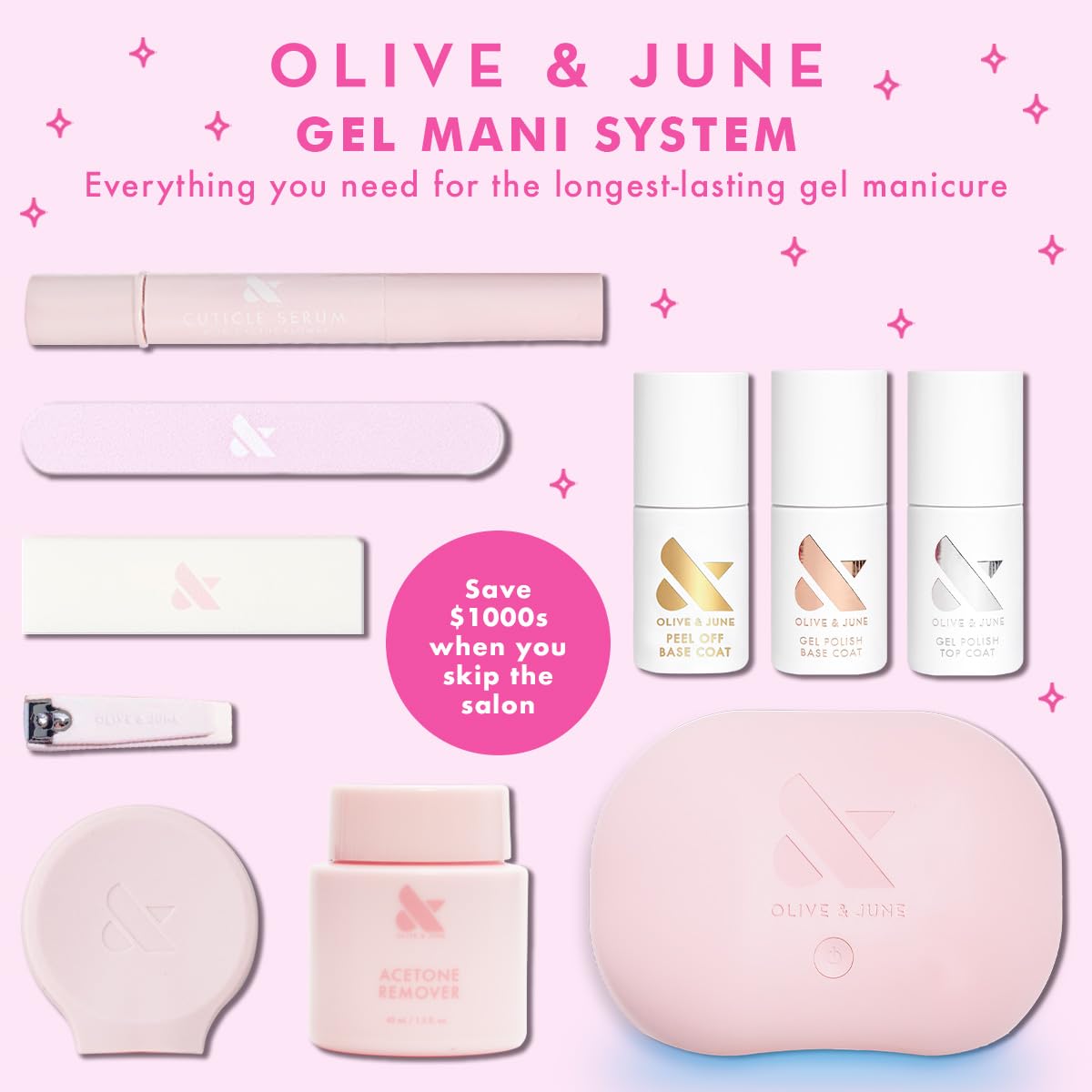 Olive & June Summer Gel Nail Polish | Hema Free | UV LED Nail Lamp Needed | Long Lasting Formula | Up to 21 Days of Wear | Damage-Free Removal | Salon-Quality Manicure Pedicure | Boysenberry Glass
