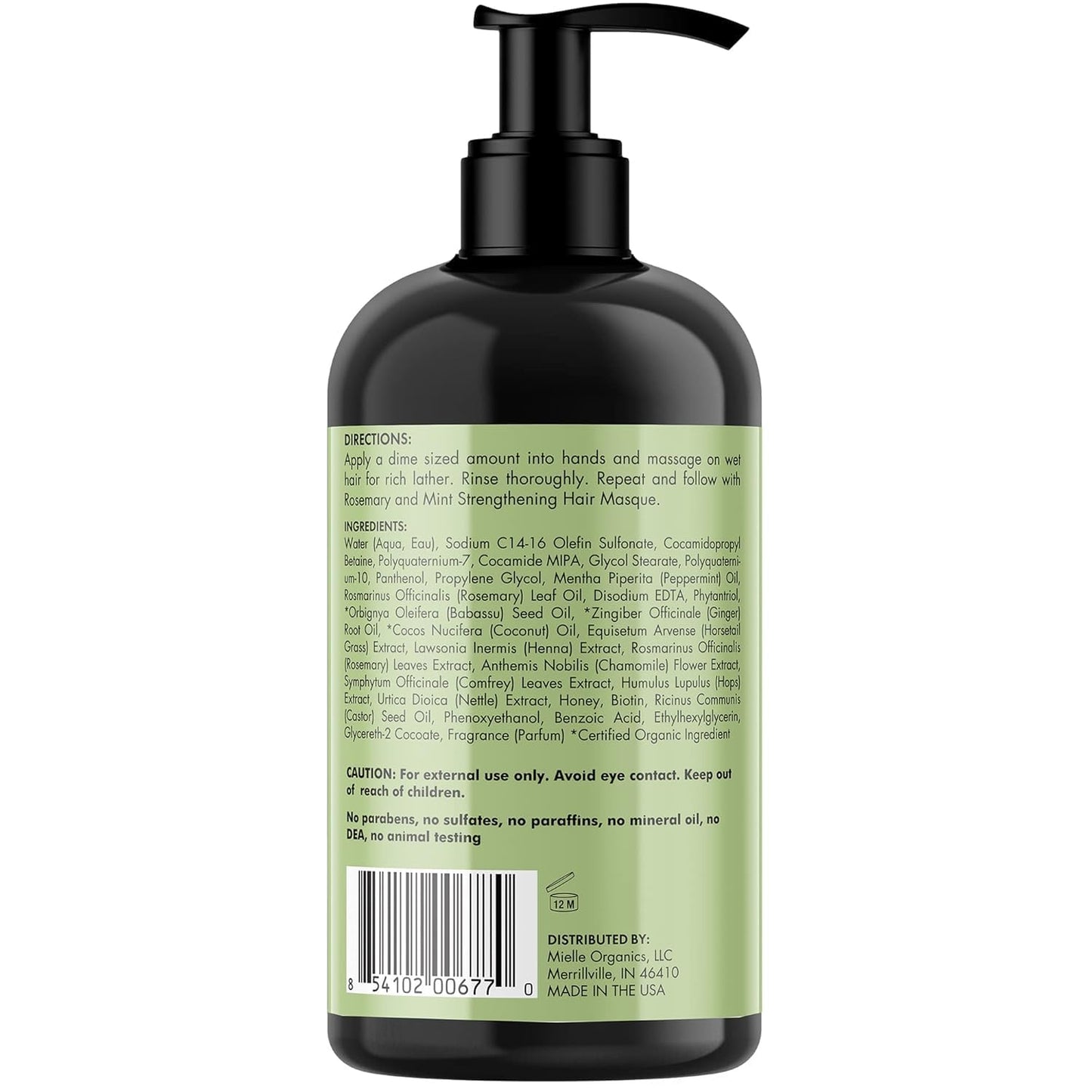 Mielle Organics Rosemary Mint Biotin Shampoo - Strengthens & Moisturizes Hair | 12 oz
