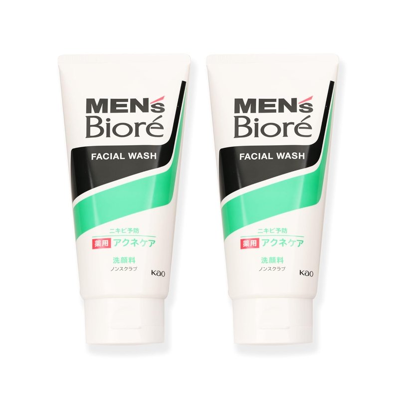 Bio-re Men Double Control Facial Cleanser - Cooling Menthol Face Wash for Oily Skin | 130g x 2 Pack