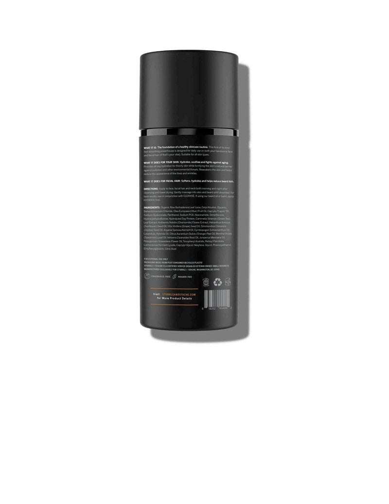 stubble & stache Face Moisturizer for Men - Anti-Aging Cream with Niacinamide, Hyaluronic Acid, Vitamin A - Hydrates Skin, Softens Facial Hair, 3.4oz