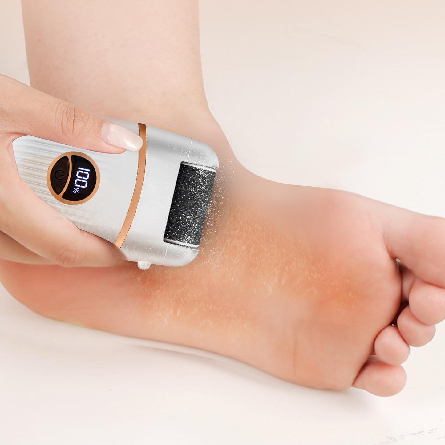 Beefire Electric Foot File and Callus Remover, Rechargeable Pedicure Device with Multiple Heads for Dry Rough Feet Care, Home Use Foot Grinder Tool