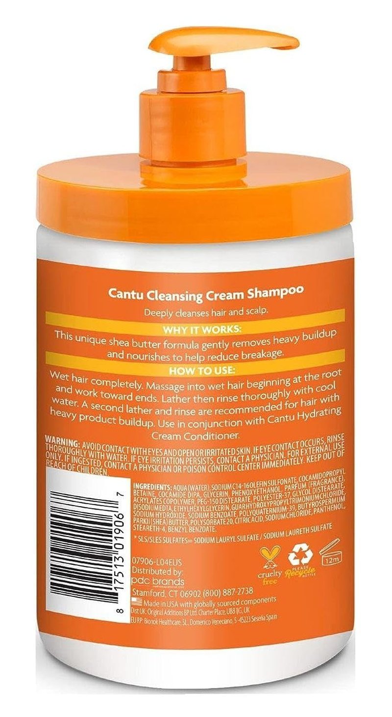 Cantu Shea Butter Shampoo Cleansing Cream 25 Ounce Pump (Pack of 3)