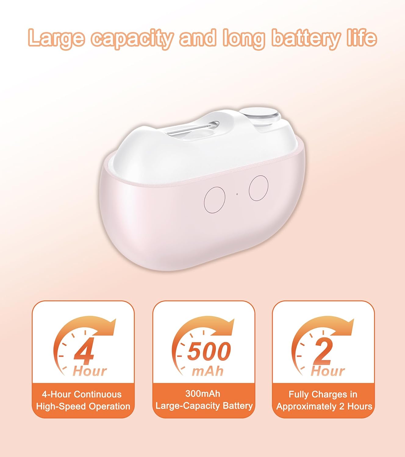 2-in-1 Electric Nail Clipper & Trimmer with LED Light - Dual Speed for All Ages (M8-Pink)