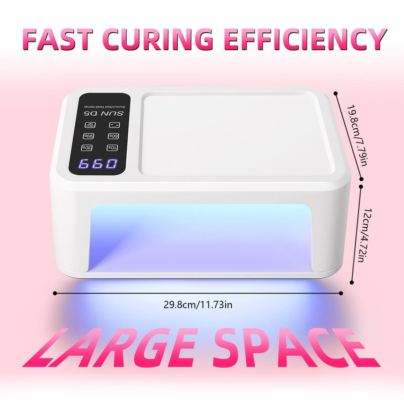 UV Light for Gel Nails, 120W UV LED Nail Lamp with 140 Beads, Fast Curing Professional Nail Dryer, Two-Hand Design, Red Light Skincare, Auto Sensor, LCD Display, 4 Timers for Fingernails & Toenails