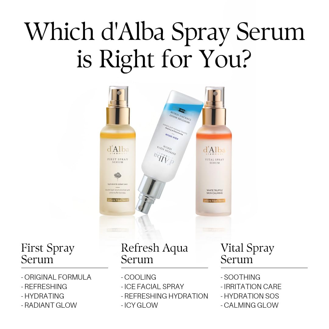 d'alba Piedmont Italian White Truffle Spray Serum, Vegan Skin Care, Light-weight Face Moisturizer, Glow Serum for Radiant Skin, All In One Mist, Korean Skin Care
