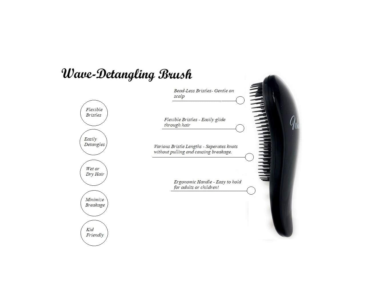 G.B.S Detangling Brush For Women and Girls, Dry and Wet Hair Brush Detangler for All Hair Types Eliminate Tangles and Knots, Black