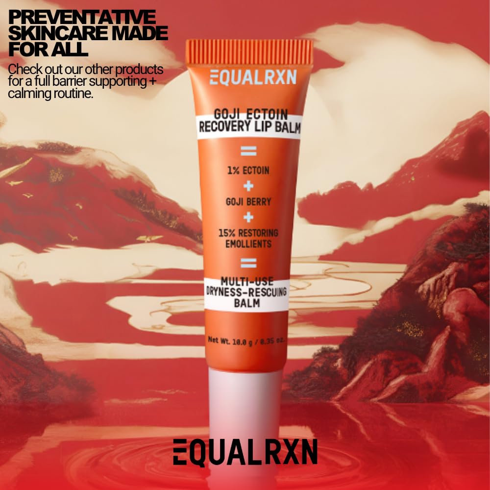 EqualRXN Goji Ectoin Recovery Lip Balm - Hydrating Moisture Oil Formula with Papaya Enzyme for Dry Chapped Lips Barrier & Skin Patches