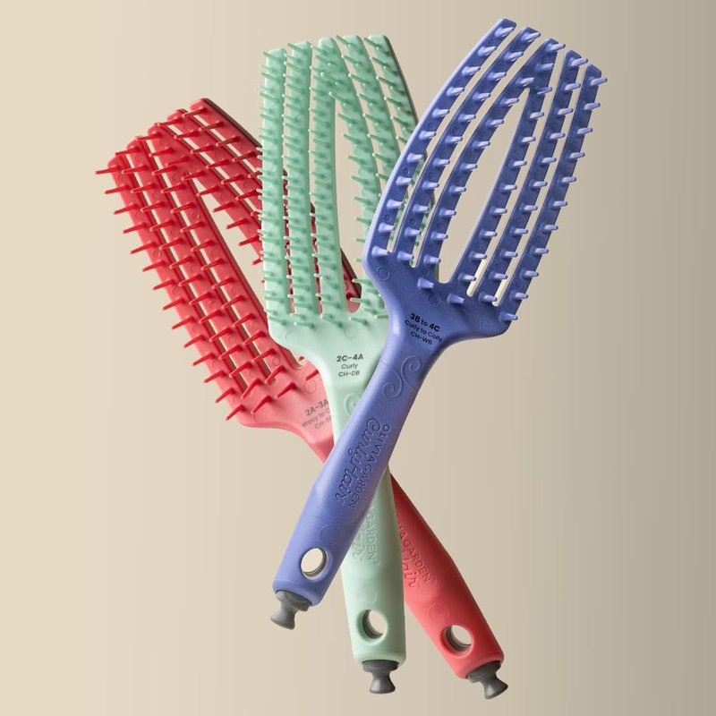 Olivia Garden CurlyHair Brush for Wet or Dry Hair - Curly Hair Brush for Detangling, Product Layering, Curl Encouragement, Scalp Care - Single Bristles Brush