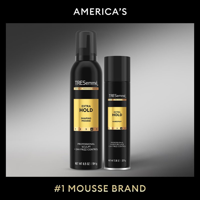 TRESemmé Extra Hold Hairspray & Shaping Mousse Bundle – 24H Touchable Hold & Volume + Frizz Control