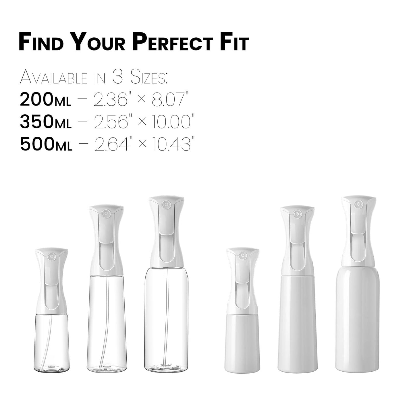 Mistifi Continuous Ultra Fine Mist Spray Bottle (200ml 1Pcs, Transparent bottle)