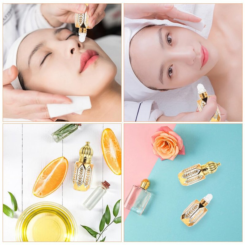 GLEAVI 12 pcs Essential Ml Mini Fragrance Exquisite Tiny Er Perfume Refillable Plastic Oil DIY Sub-ing Perfumes Balms On Golden Dispensing Gold Arabic Small for Container