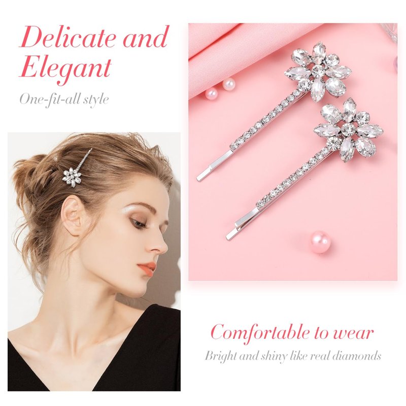 Lurrose Rhinestone Bobby Pins: Decorative Bobby Pins for Women's Hair - Bridal Hair Clip for Women Girls