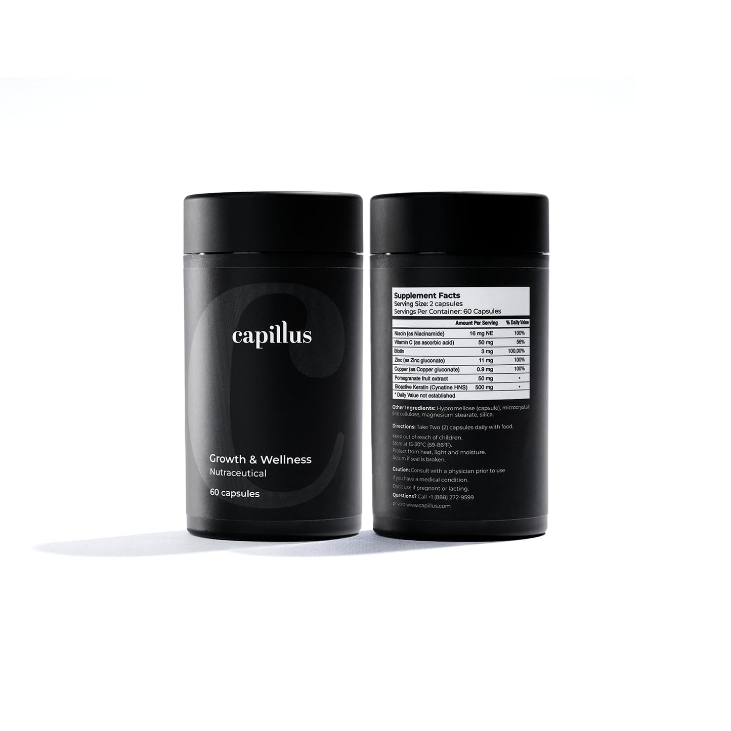 Capillus Hair Growth Vitamins for Women, Hair Supplements for Hair Growth Men, Biotin, Keratin & Cynatine HNS Hair Regrowth Products Hair Vitamins for Faster Hair Growth 60 Capsules