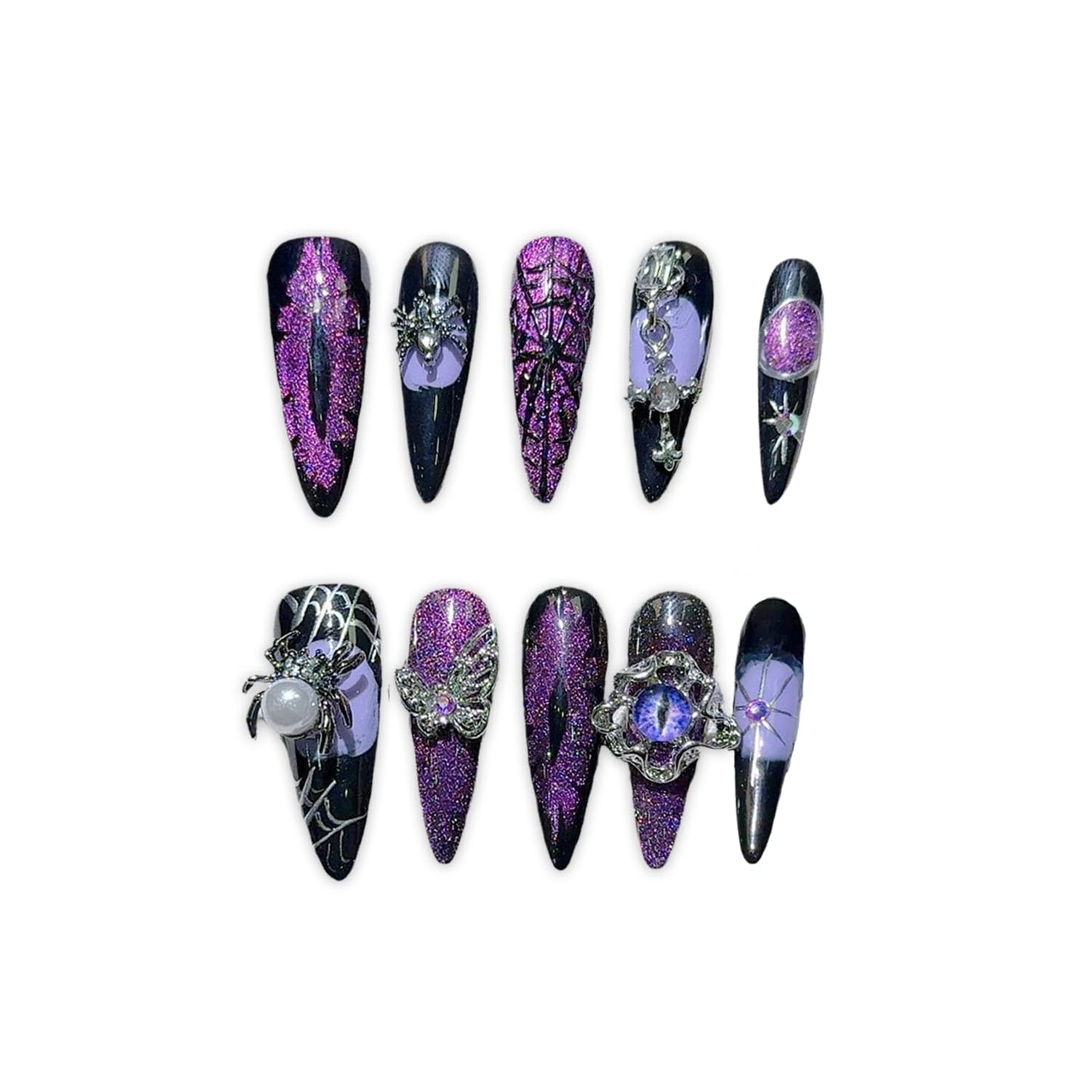 Christmas Press-On Nails - Short Square Gel Full Cover with Reindeer & Santa Designs