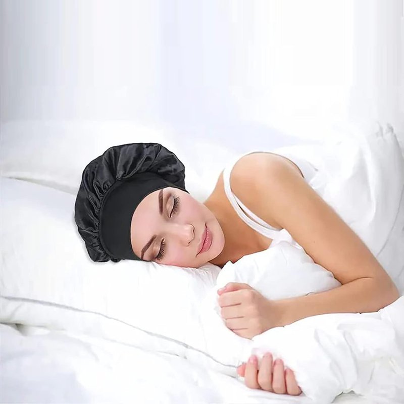 Satin Bonnet Caps for Women - 12pcs Solid Color Hair Bonnets | Elastic Band for Comfortable Sleep